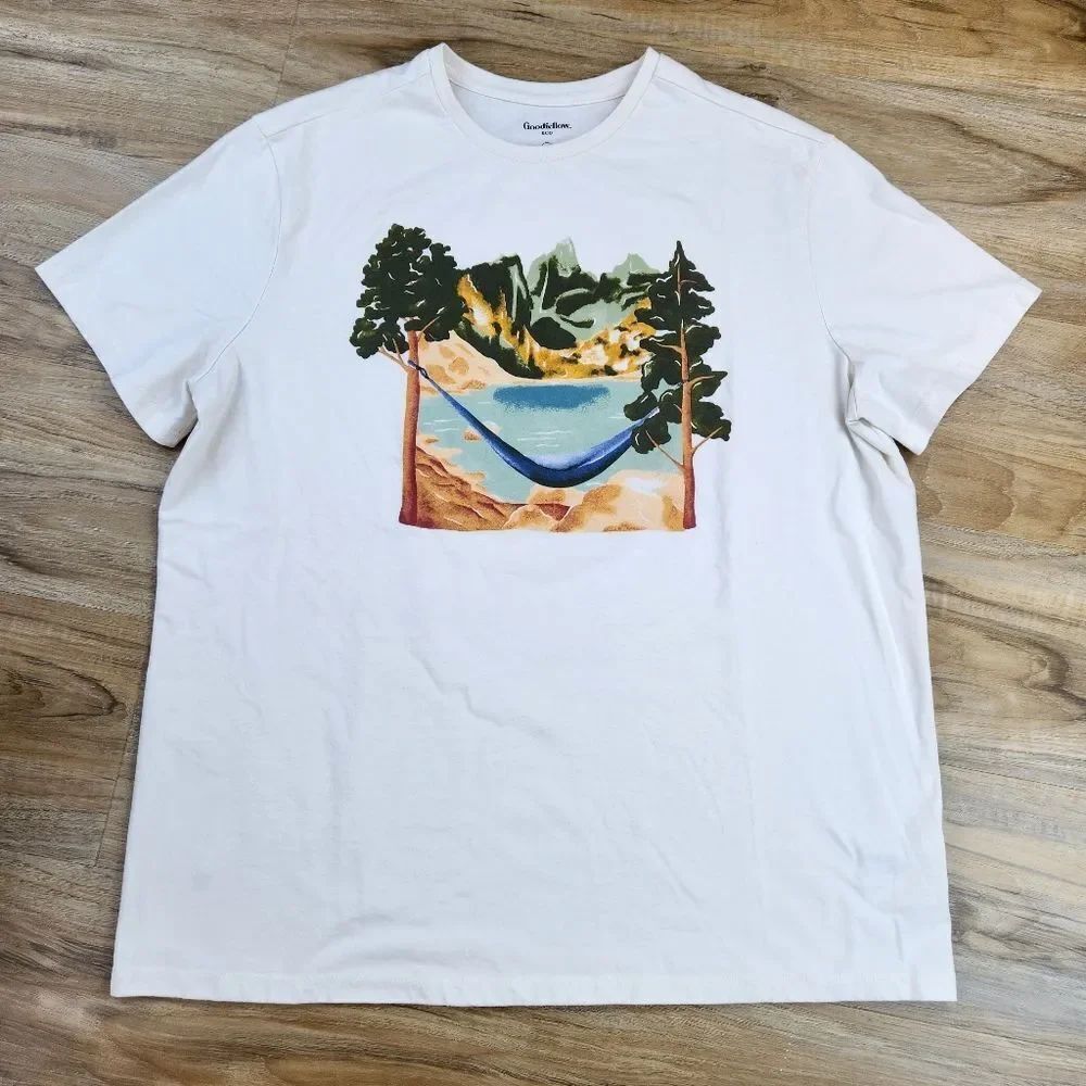 🔺️Goodfellow Ivory Dog Bone Hammock Short Sleeve Shirt Men's XLarge